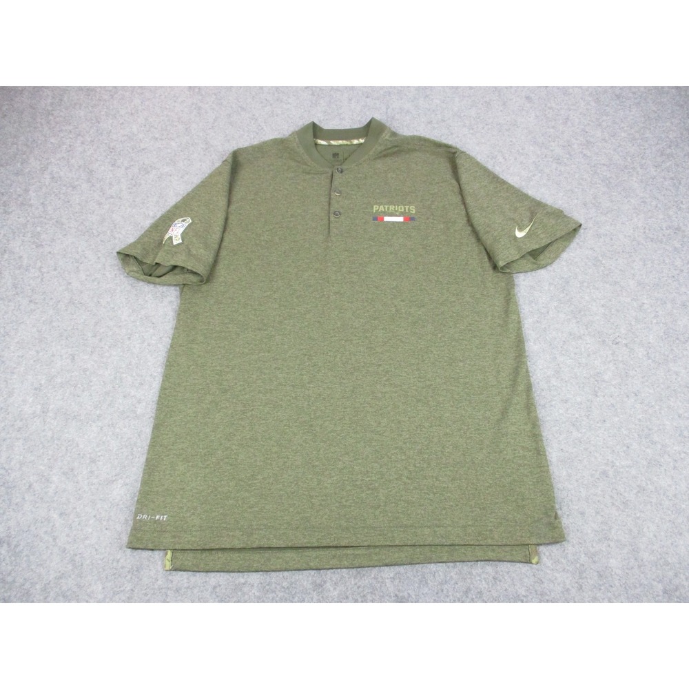 Nike Mens New England Patriots Salute To Service Henley Shirt Green Large NFL
